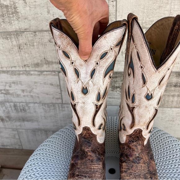 Stetson Distressed Leather Western Cowboy Boots - Picture 6 of 16